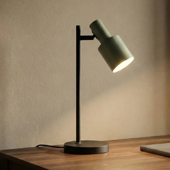 Lampa stołowa Lindby Ovelia Green/Black, metalowa, E27