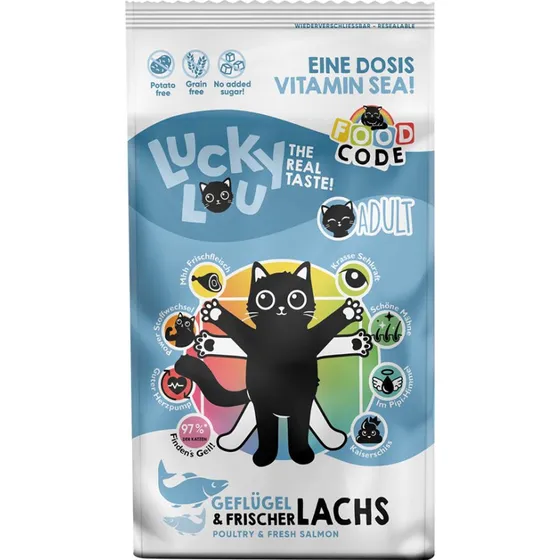 Lucky Lou Sucha Karma dla Kota Adult Drób z Łososiem 340 g