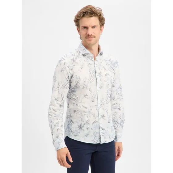 JOOP! Koszula męska Slim Fit Pai, bawełna z lnem, szary, 40