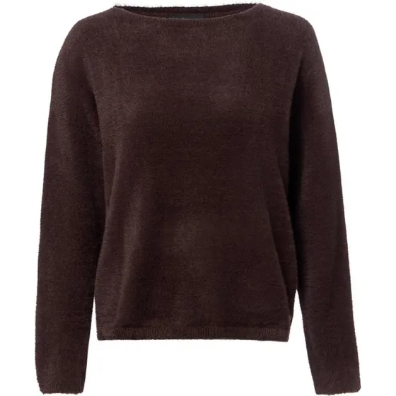 S.Oliver Black Label Sweter Puszysty z Dekoltem w Łódkę, Brązowy