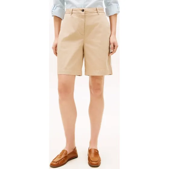 Tommy Hilfiger Szorty Beżowe z Wysokim Stanem