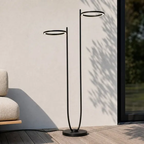 Lucande Sylvara Lampa stojąca LED zewnętrzna, czarna, 2-punktowa