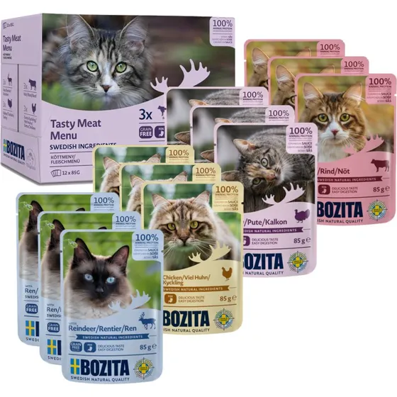 Bozita Kawałki w Sosie dla Kota, Mix Mięsny, 12 x 85 g