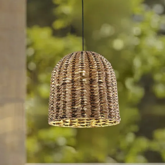 Lindby Lampa wisząca zewnętrzna Taryn, brązowa, 35 cm, IP44