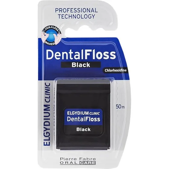 Elgydium Clinic Dental Floss Black 50m z chlorheksydyn