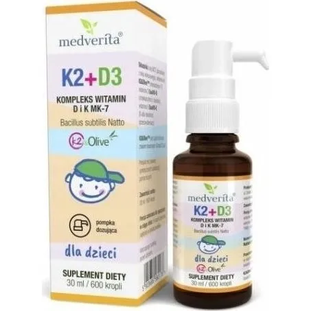 Medverita Witamina K2 + D3 dla dzieci 30ml (600 kropli)