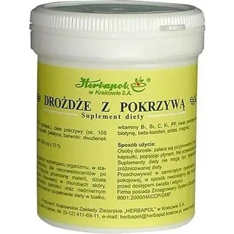 Herbapol Drożdże z pokrzywą 120 kapsułek