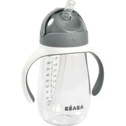 Beaba Bidon niekapek ze słomką Tritan 300 ml Mineral Grey