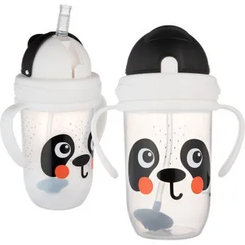 Canpol Babies Kubek Niekapek z Rurką i Odważnikiem Panda 270 ml