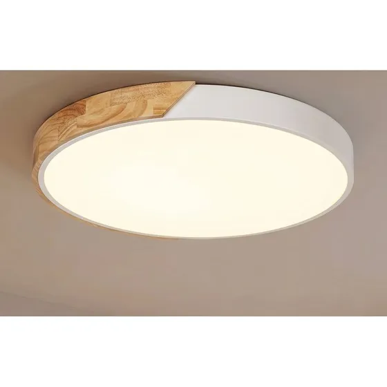 Lampa sufitowa LED Lynorri PRIOS, Ø 51 cm, drewniana, biała