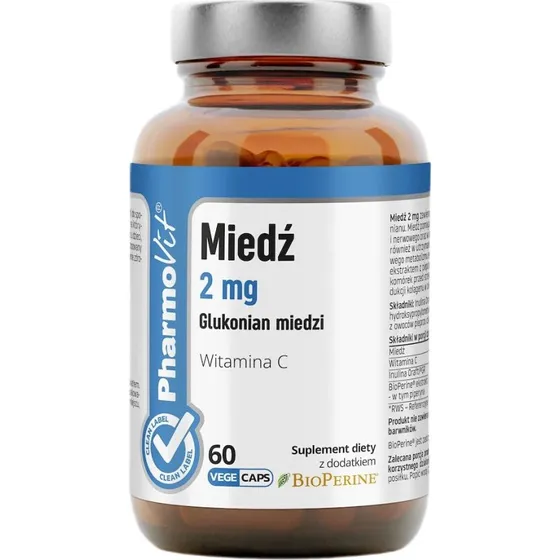 Pharmovit Miedź 2 mg Glukonian (60 kapsułek)