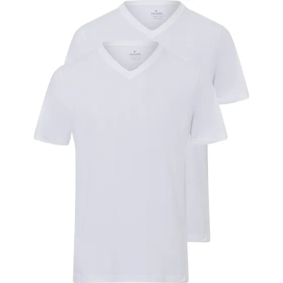 Ragman Koszulka Męska V-neck z Bawełny, 2 szt. - Biała, XXXL