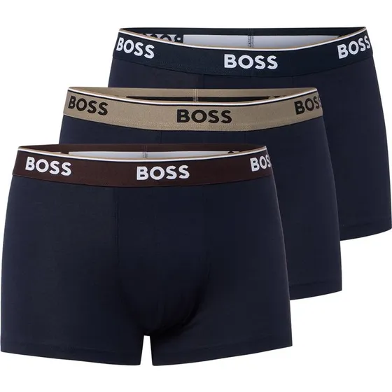 BOSS Zestaw 3 par bokserek męskich z bawełny, niebieski, XL