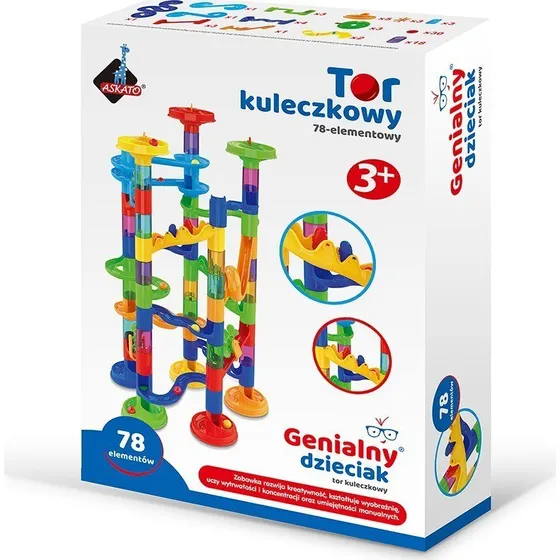 Askato Tor kuleczkowy 78 el.  kolorowy zestaw konstrukcyjny dla dzieci od 3 lat