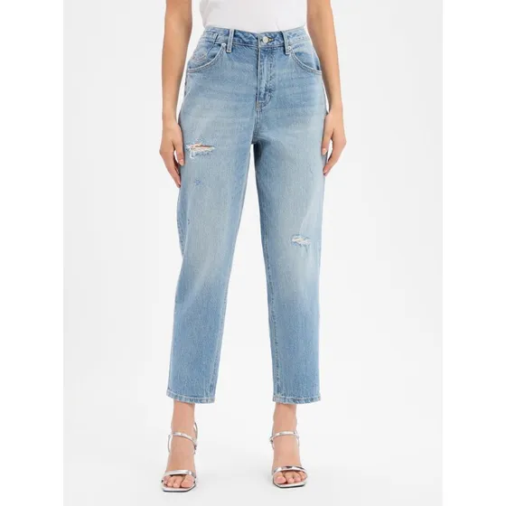 S.Oliver Jeansy Mom Fit blau z efektami zniszczenia