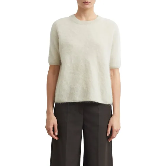 Sweter z wełny Comma z krótkim rękawem w kolorze beige