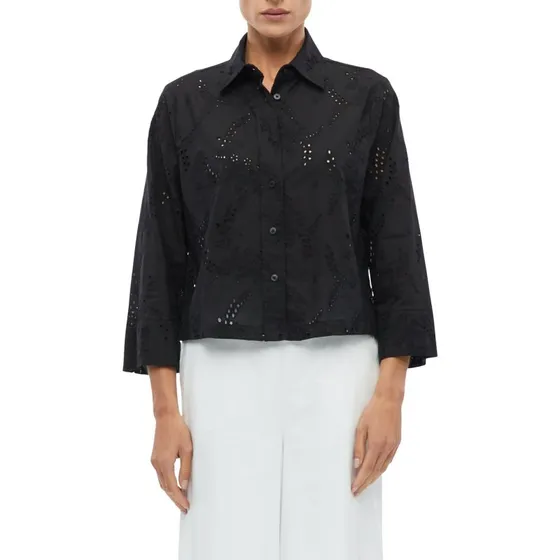 S.Oliver Black Label Bluzka Crop z Ażurowym Haftem