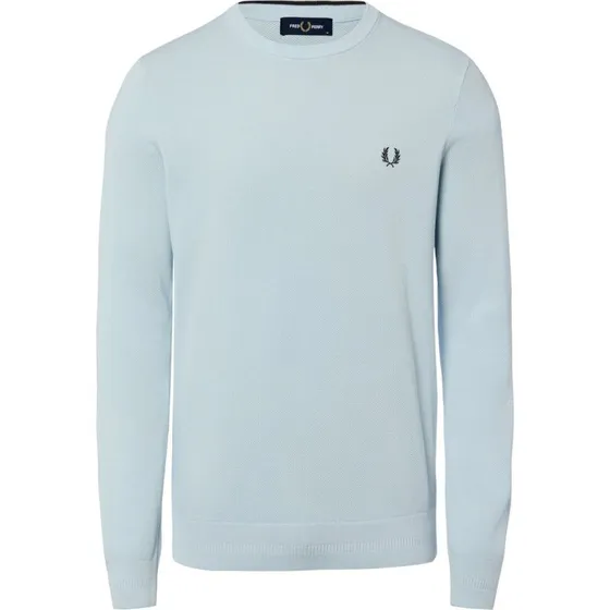 Fred Perry Sweter Piqué z Bawełny - Niebieski