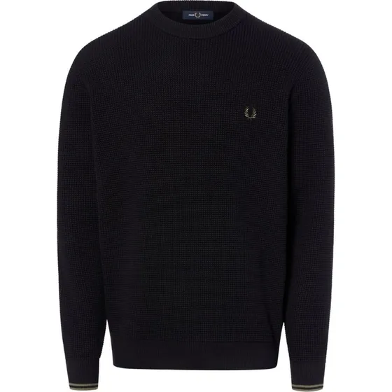 Fred Perry Sweter Męski Czarny z Haftem Logo