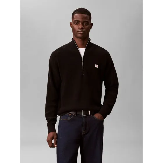 Calvin Klein Jeans Sweter Troyer Czarny