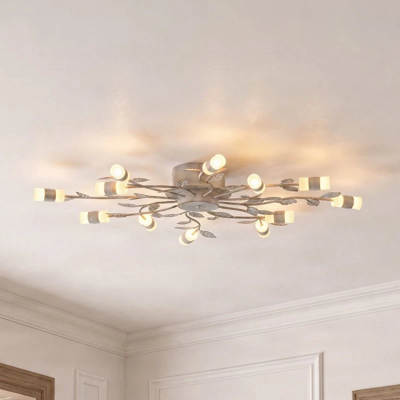 Lampa sufitowa LED Lindby Bolonia, mosiądz/biały, Ø 80 cm