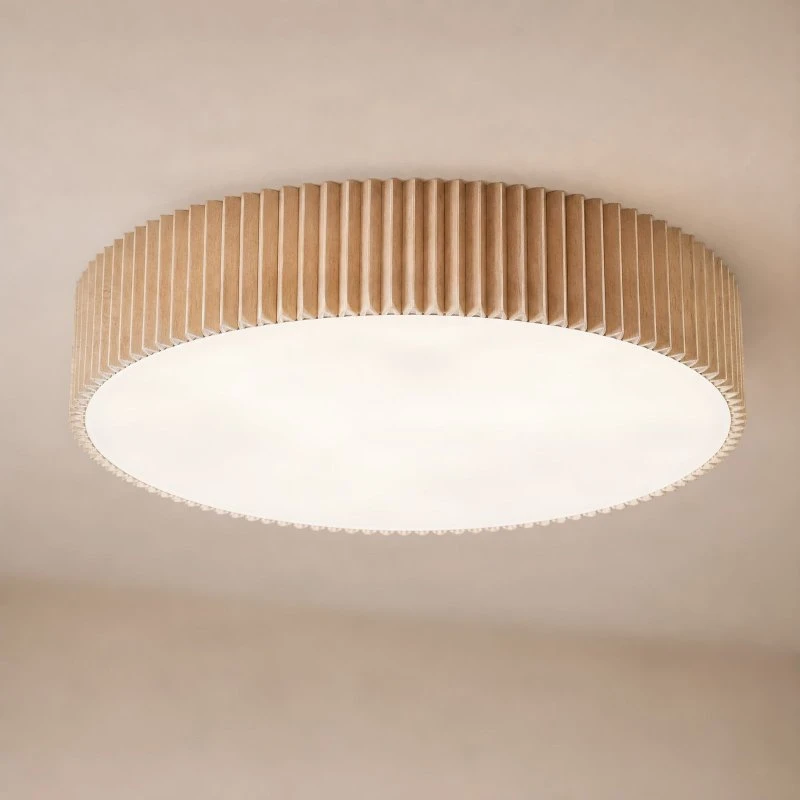Lampa sufitowa Lindby Zoey, beżowa, len, Ø 52 cm