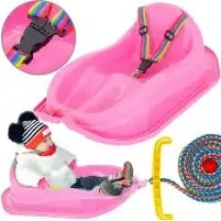 MOLTI Mini sanki różowe z hamulcami i sznurkiem