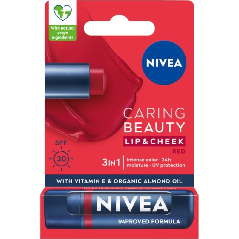 Nivea Caring Beauty Pielęgnująca Pomadka do Ust 3w1 Red 4.8g