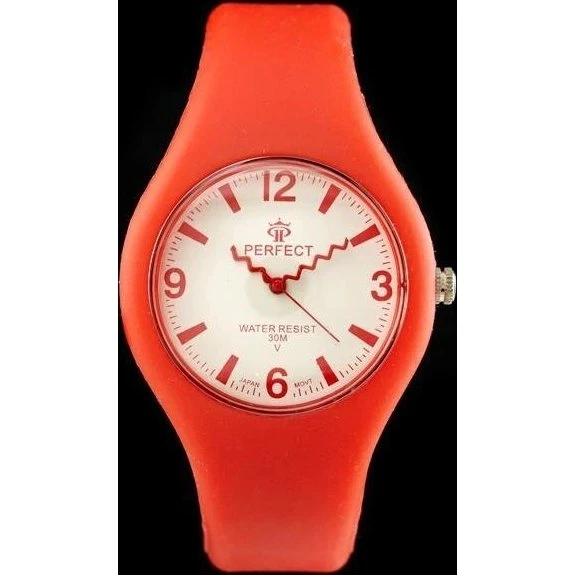 Perfect Leila - Zegarek damska czerwony z srebrną tarczą