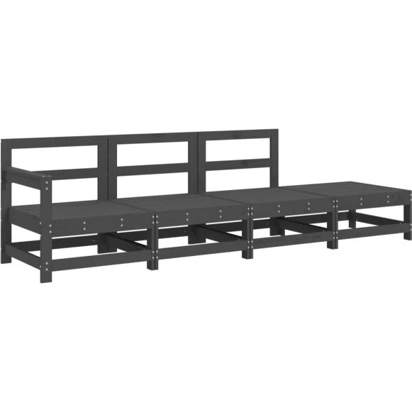 VidaXL 4-cz. zestaw mebli ogrodowych, szary, lite drewno sosnowe