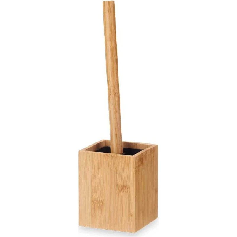 DekoracjaDomu.pl Szczotka do WC z pojemnikiem bambusowym, kwadratowa