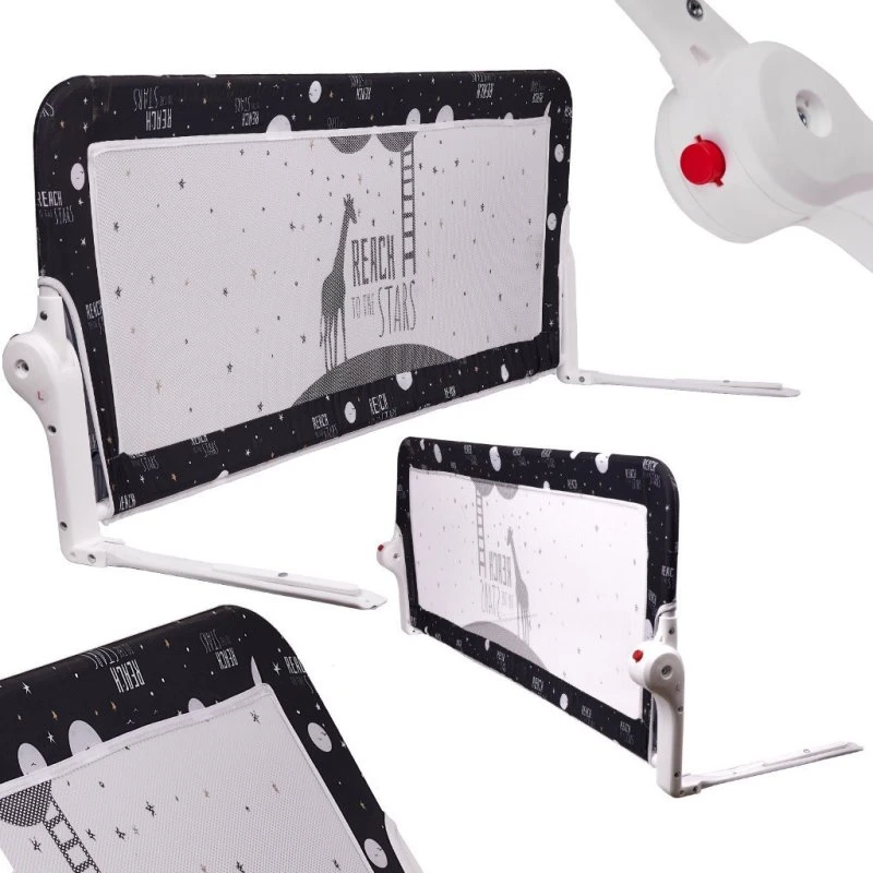 Barierka ochronna do łóżka 150 cm, czarna, otwierana