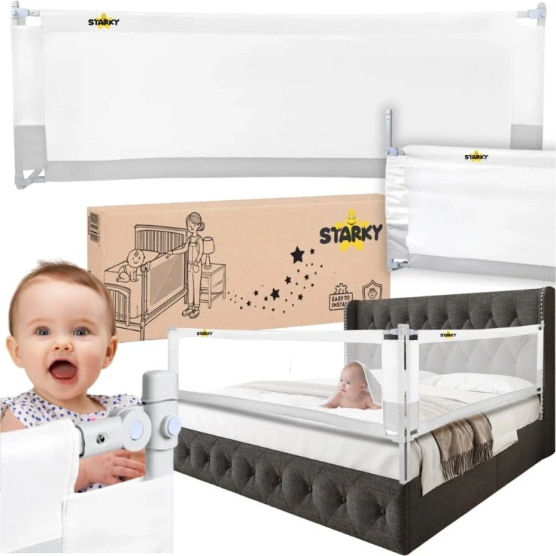 Bariery do łóżka dzieci szara 200 cm