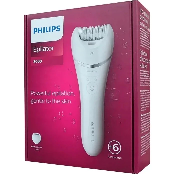 Philips BRE715/00 Depilator do Nóg Bikini Pachy Na Mokro Sucho 6 Akcesoriów