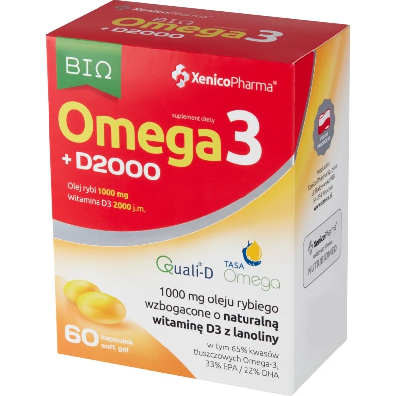Bio Omega 3 + D2000 60 kapsułek miękkich