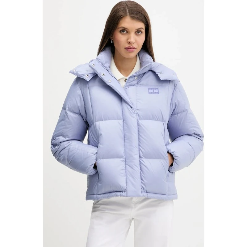 Tommy Jeans Puchowa Kurtka Fioletowa z Wypełnieniem z Puchu