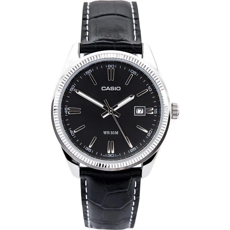 Casio MTP-1302PD-7A1VEF Zegarek Męski, Biały, z Skórzonym Paskiem