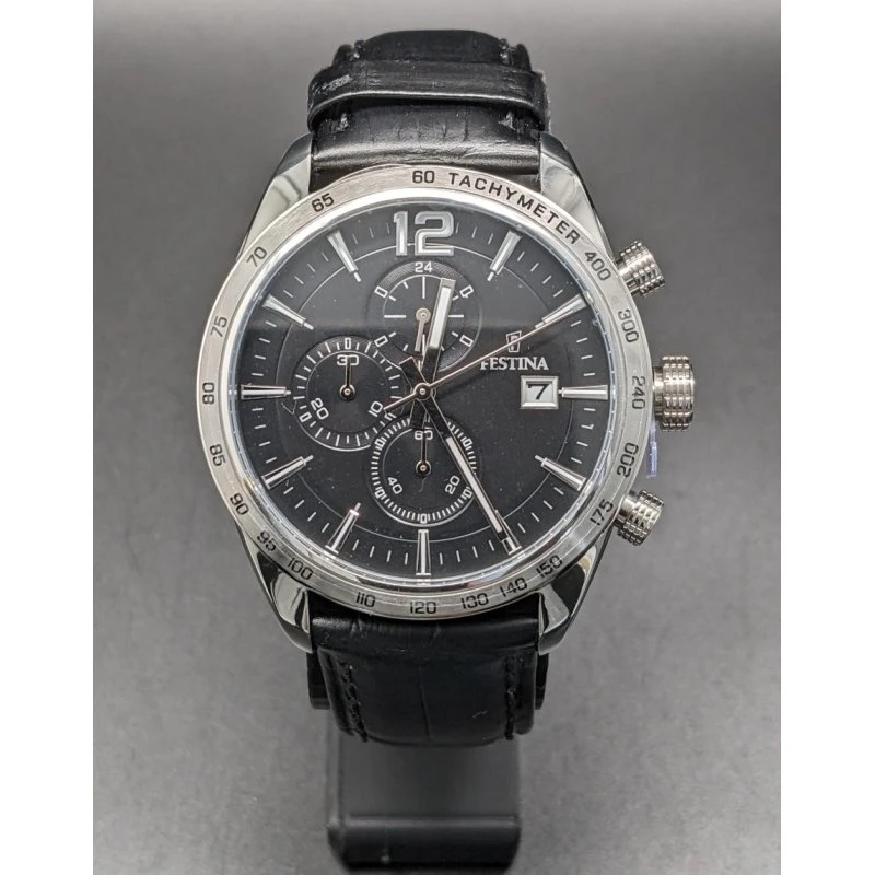 Festina Timeless Chronograph F16760-7, zegarek męski, niebieska tarcza, srebrna koperta