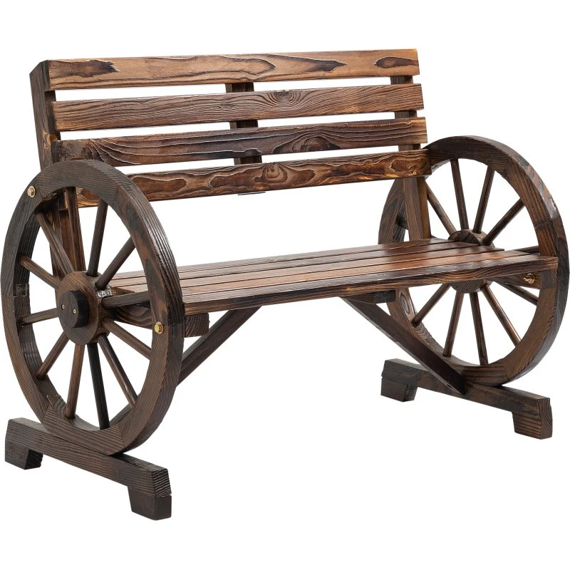 Outsunny Ławka ogrodowa 2-osobowa z designem koła wozu, do 240 kg