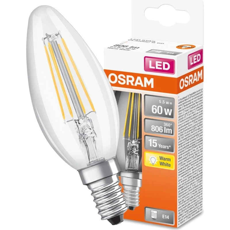 OSRAM Żarówka LED E14 Świeczka 5,5W 2700K 806lm