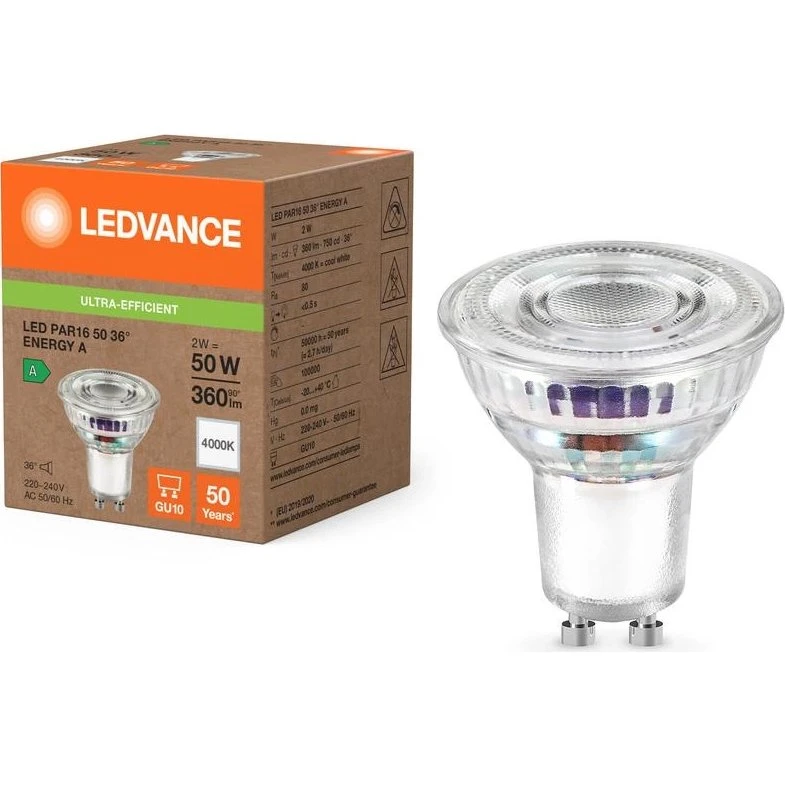 Ledvance LED PAR16 GU10 2W 360lm 840 Zimna Biel