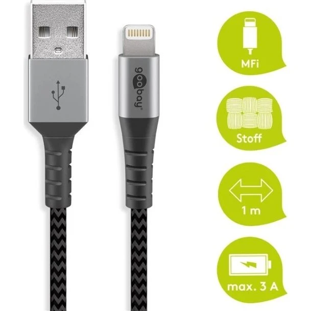 Goobay Kabel USB 2.0 Lightning 1m tekstylny