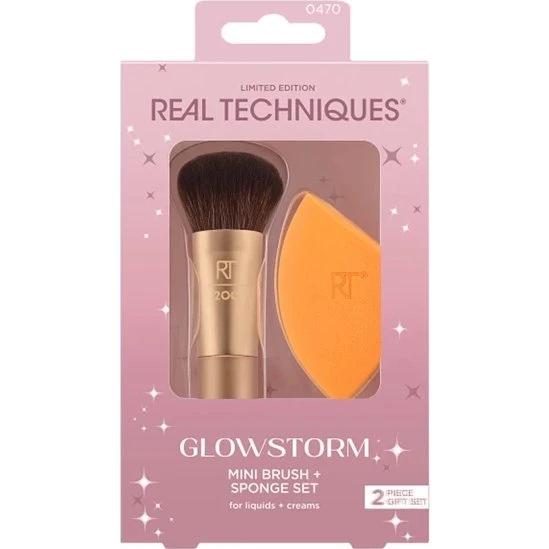 Real Techniques Glowstorm Mini pędzel do blendowania + gąbka 2 szt.