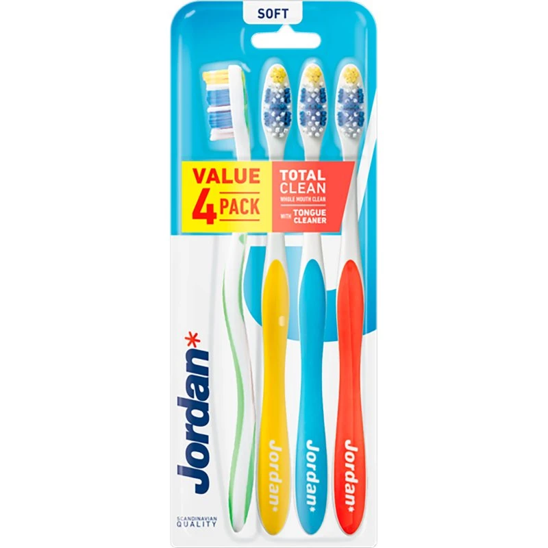 Jordan Total Clean Soft 4-pack Szczoteczki do Zębów Miękka