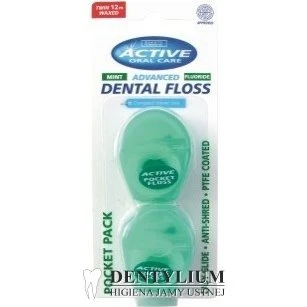 Active Kieszonkowa Nić Dentystyczna z Fluorem 2 x 12m