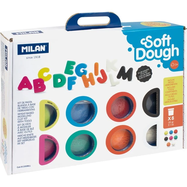 Milan Ciastolina z akcesoriami Letters 8 kolorów