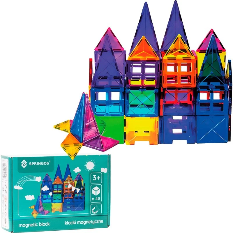 Springos Klocki Magnetyczne 3D 48 szt. Kolorowe