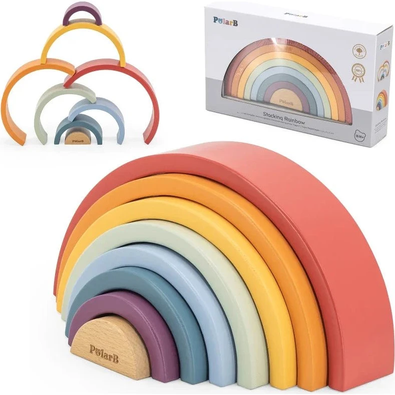 VIGA PolarB Drewniana Tęcza Klocki Montessori 22,4 x 5 x 11,2 cm