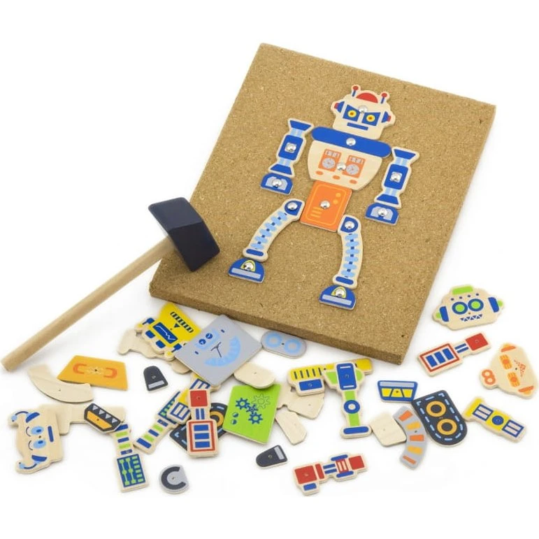 VIGA Drewniana Przybijanka Roboty 45 el. Montessori