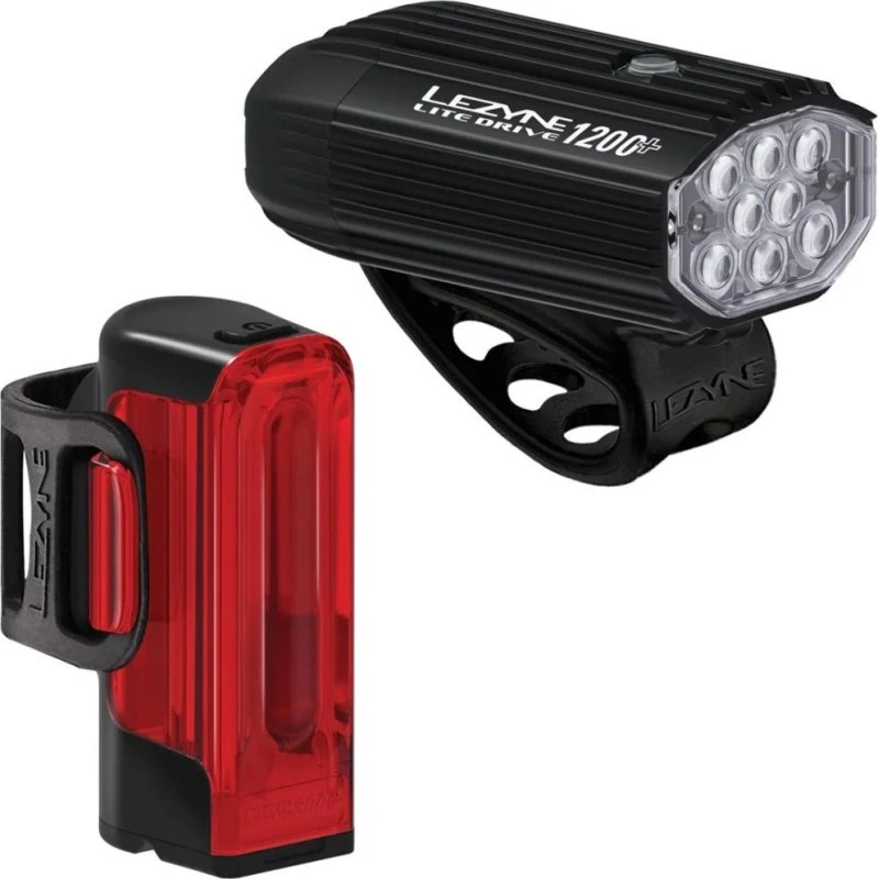 Lezyne Lite Drive 1200+ / Strip Drive Pro 400+ – zestaw przedni + tylny